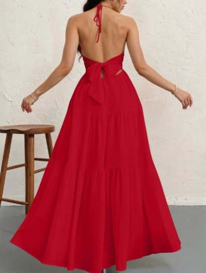 👗Women's Maxi Summer Dresses Halter V Neck Beach Dresses💖