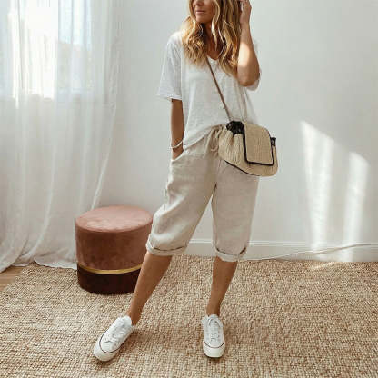 🌷🌷Time-Limited Special Price: 27.99!!⏰Women's Casual Cotton Linen Capris