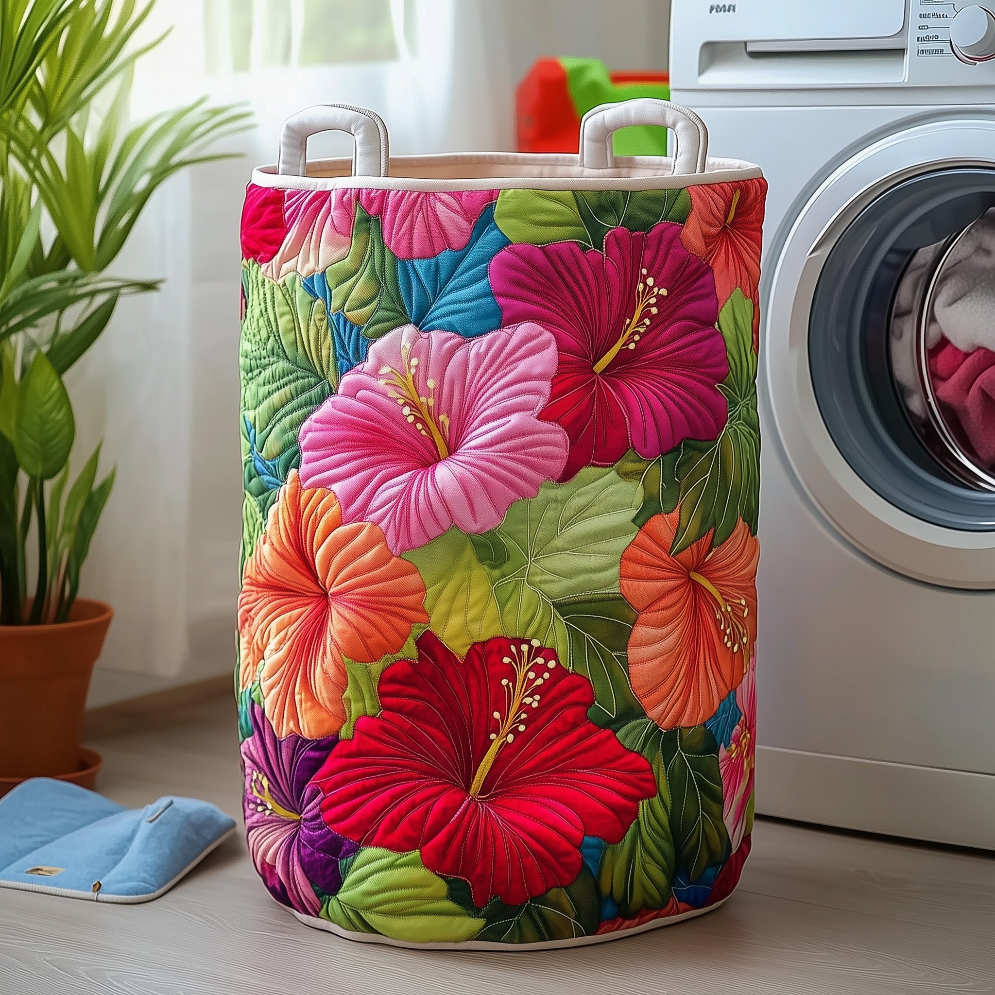 Hibiscus Glow Quilted Laundry Basket GFTOTG313 – Melovaco