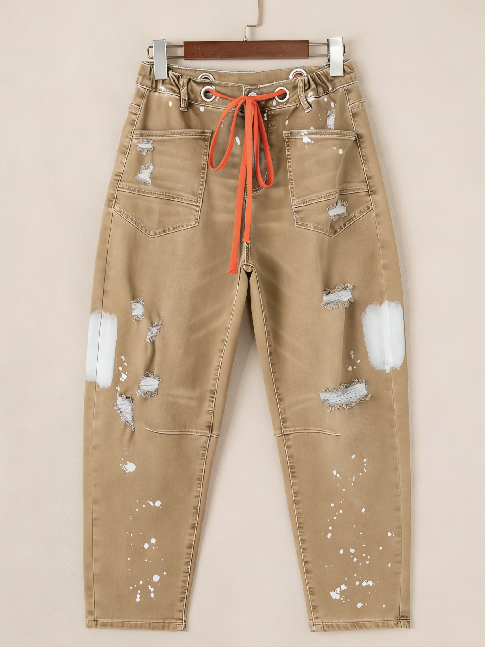 Casual Women's Distressed Drawstring Jeans (Buy 2 Free Shipping)