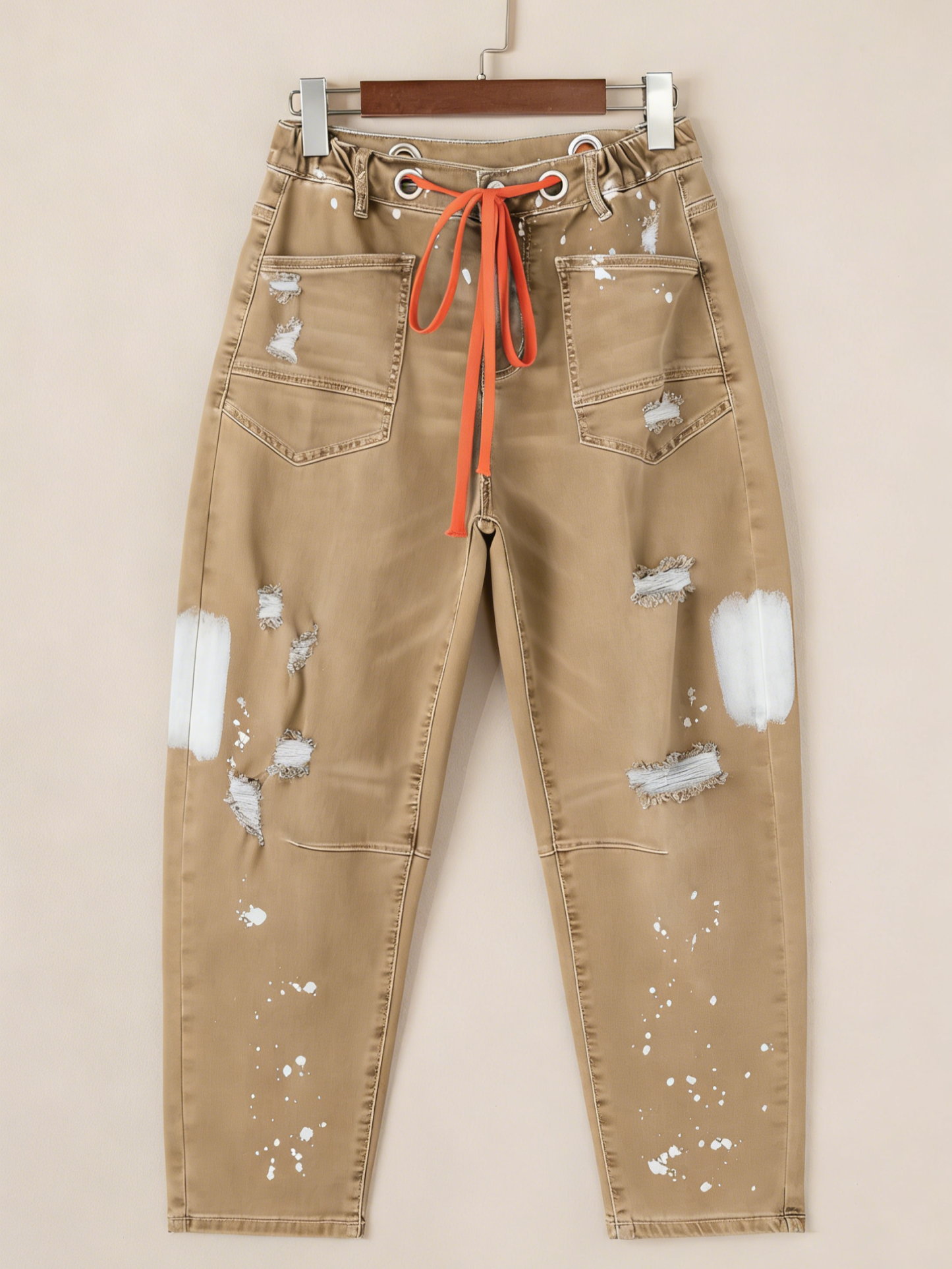 Casual Women's Distressed Drawstring Jeans (Buy 2 Free Shipping)