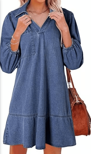V-Neck Denim Dress — Where Comfort Meets Classic Style(Buy 2 Free Shipping)