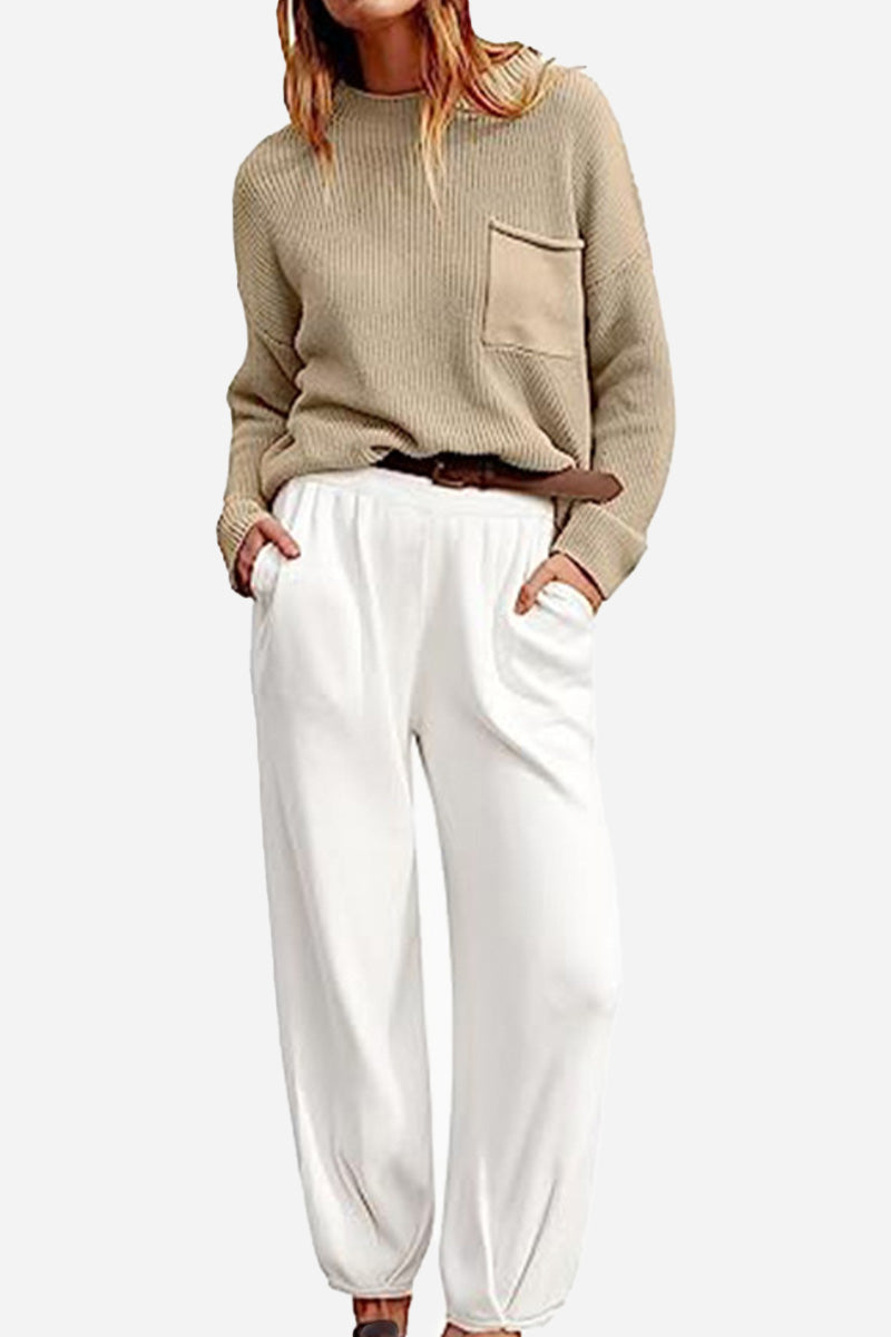 Relaxed Sweater Top And Trouser Set（Buy 2 Free Shipping)