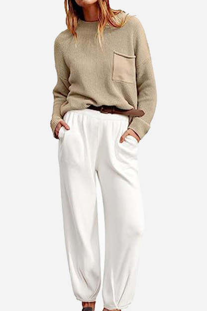 Relaxed Sweater Top And Trouser Set（Buy 2 Free Shipping)