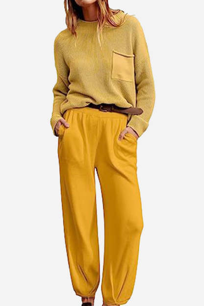 Relaxed Sweater Top And Trouser Set（Buy 2 Free Shipping)