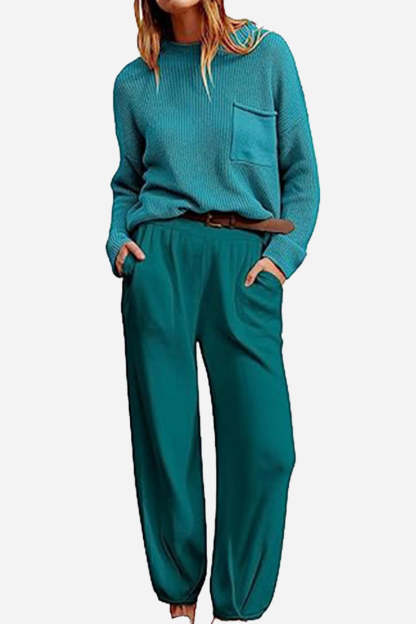 Relaxed Sweater Top And Trouser Set（Buy 2 Free Shipping)