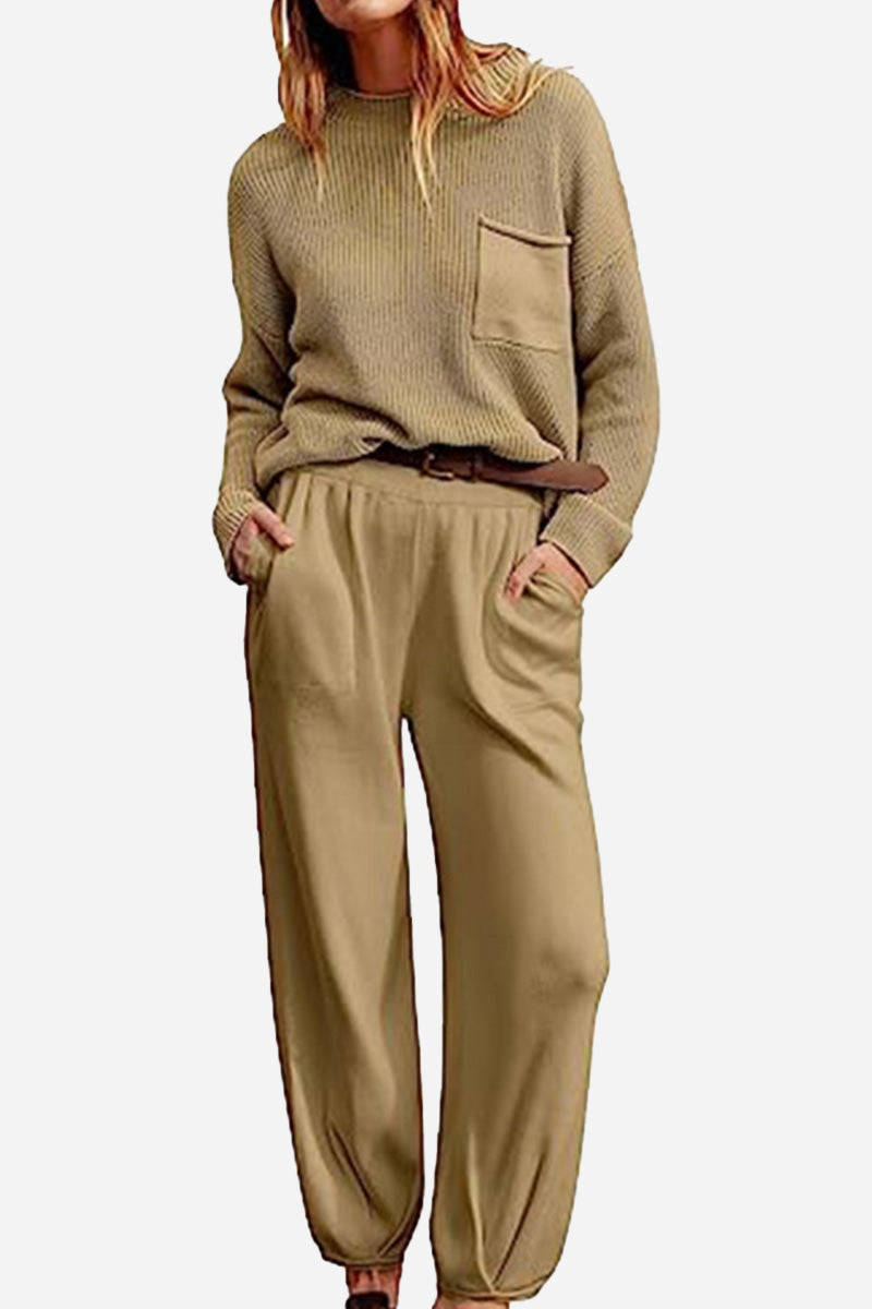 Relaxed Sweater Top And Trouser Set（Buy 2 Free Shipping)