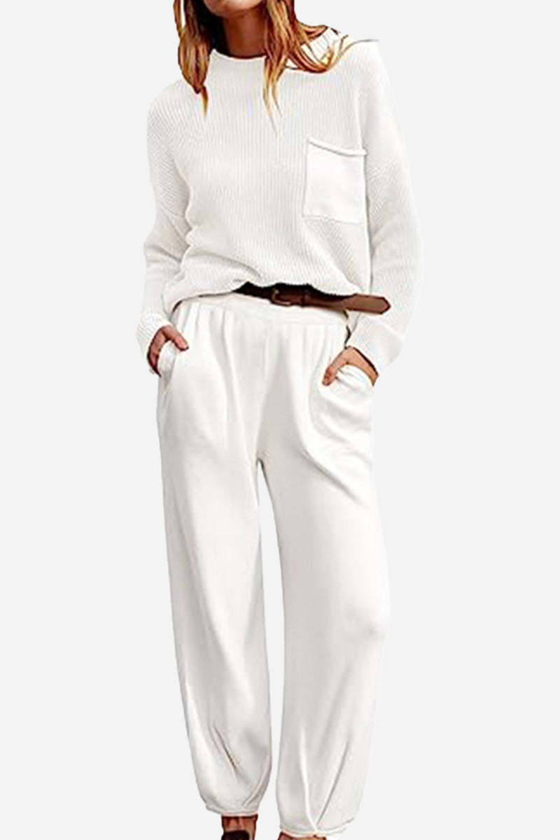 Relaxed Sweater Top And Trouser Set（Buy 2 Free Shipping)