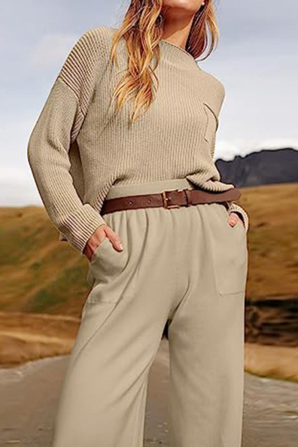 Relaxed Sweater Top And Trouser Set（Buy 2 Free Shipping)