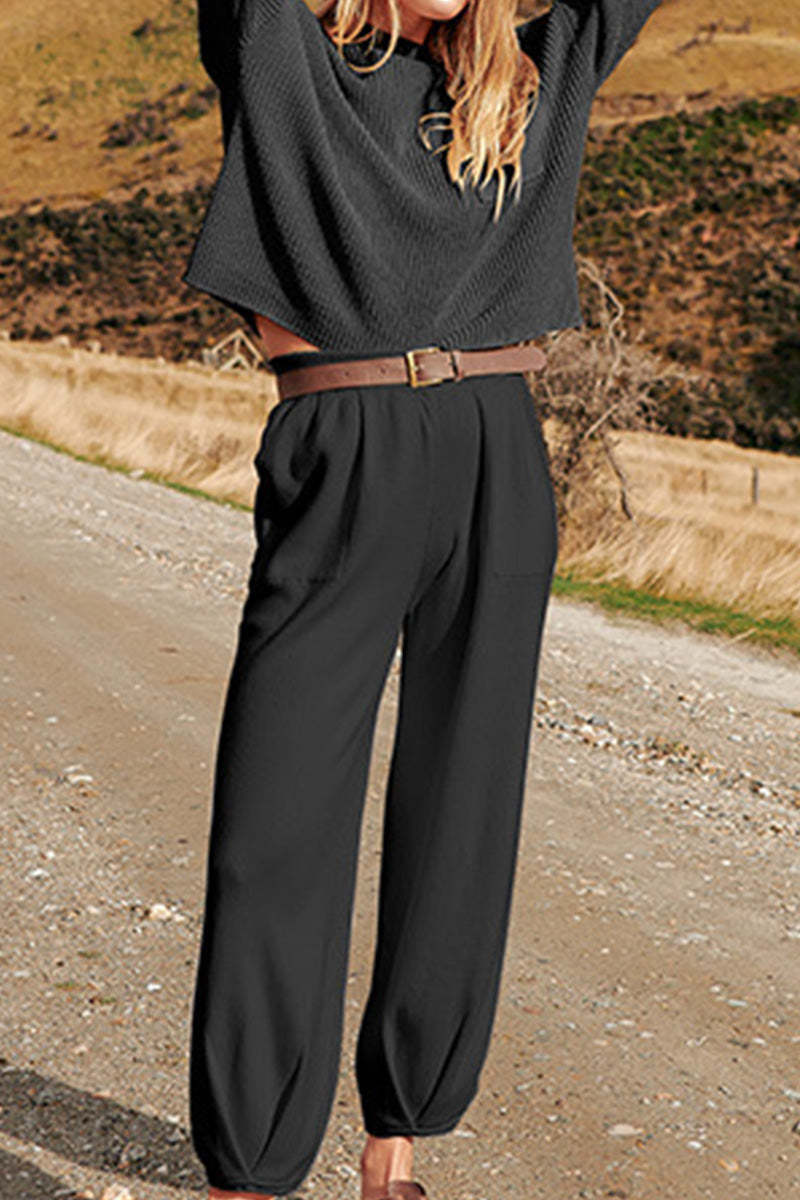 Relaxed Sweater Top And Trouser Set（Buy 2 Free Shipping)