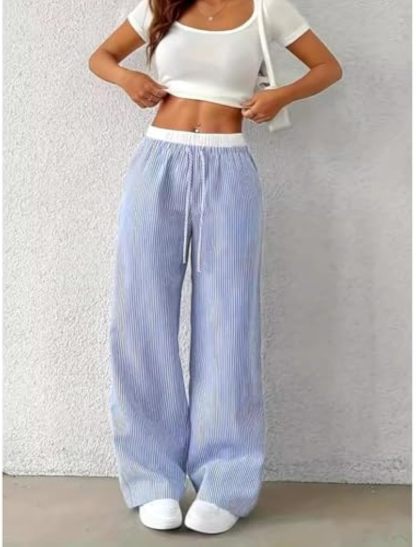 Olive Knit Fisherman Sweater and Blue Striped Pants  Set (Buy 2 Free Shipping)