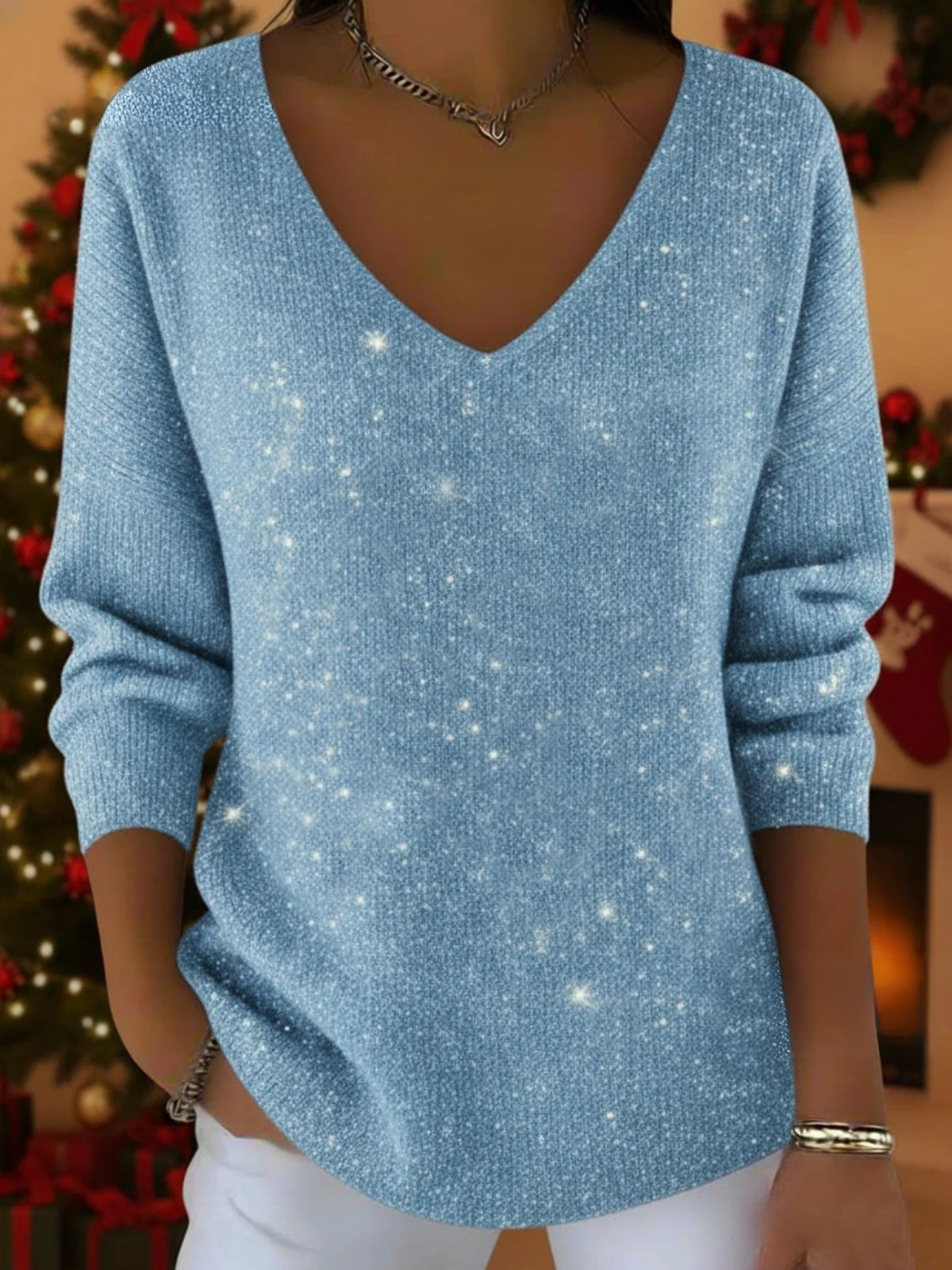 Prue – Festive V-Neck Jumper（Buy 2 Free Shipping)