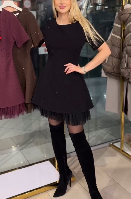 🌟Women's Lace Trim Rhinestone Pure Cotton Dress（Buy 2 Free Shipping)