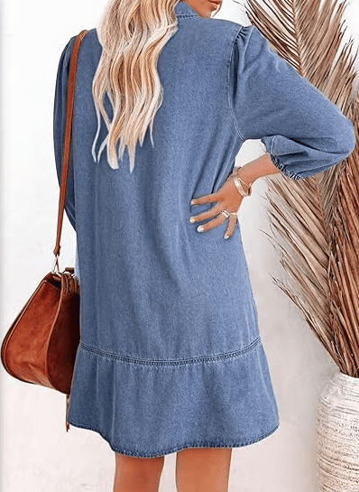 V-Neck Denim Dress — Where Comfort Meets Classic Style(Buy 2 Free Shipping)