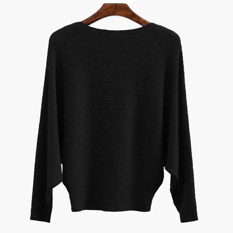 Women's Boat Neck Bat Sleeve Knitted Sweater