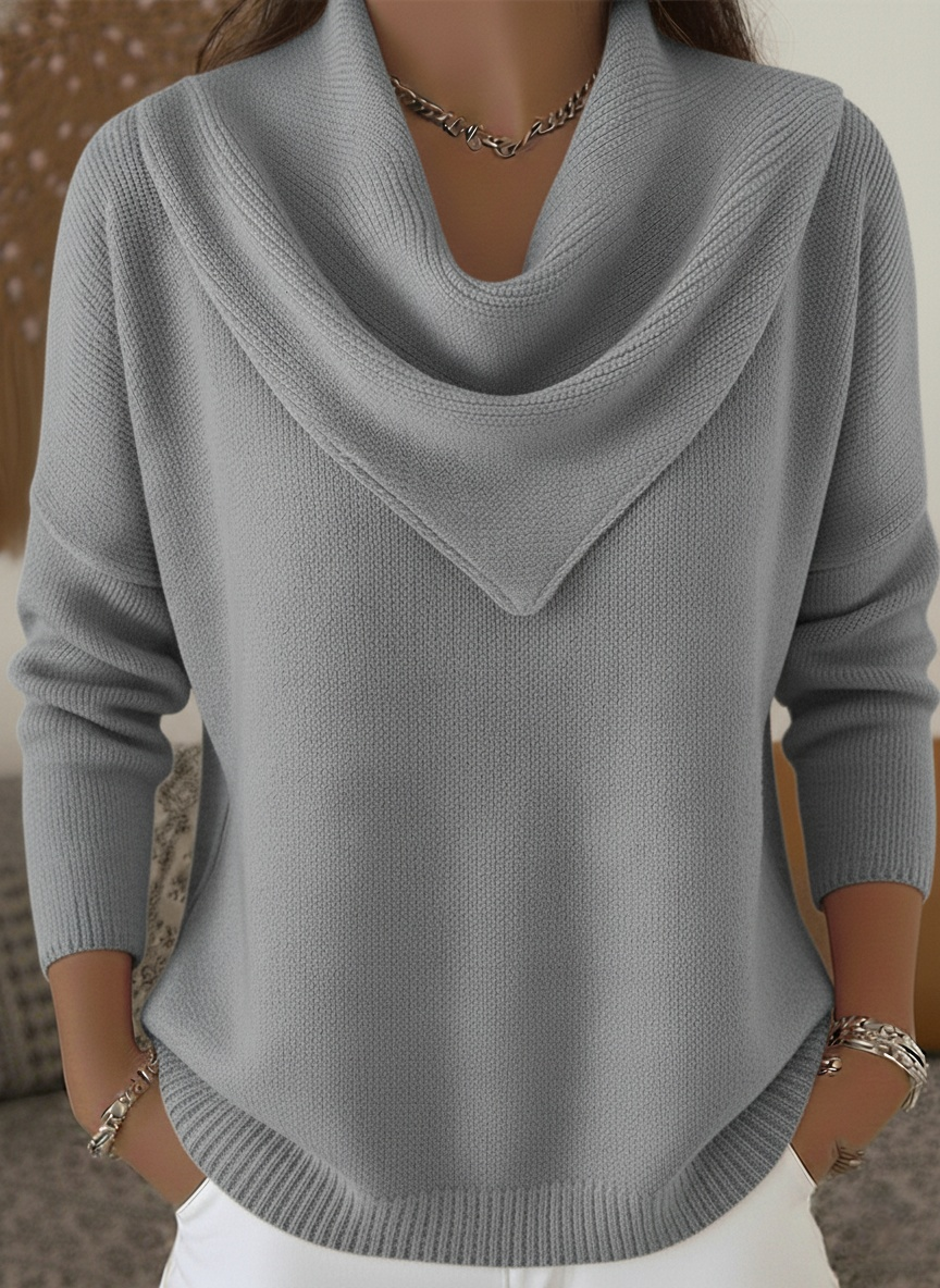Elegant Retro Soft Triangle Neck Solid Color Sweater Top（Buy 2 Free Shipping)