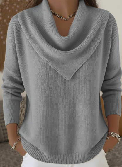Elegant Retro Soft Triangle Neck Solid Color Sweater Top（Buy 2 Free Shipping)