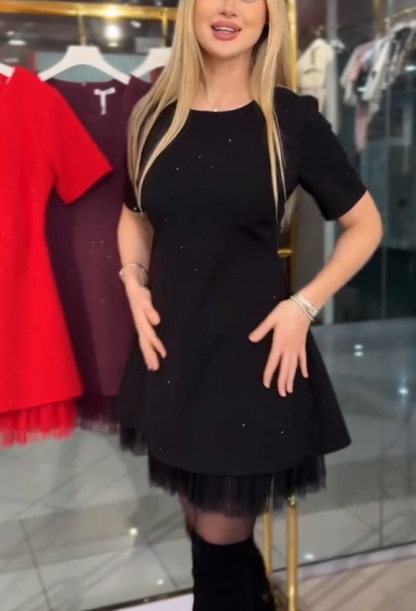 🌟Women's Lace Trim Rhinestone Pure Cotton Dress（Buy 2 Free Shipping)