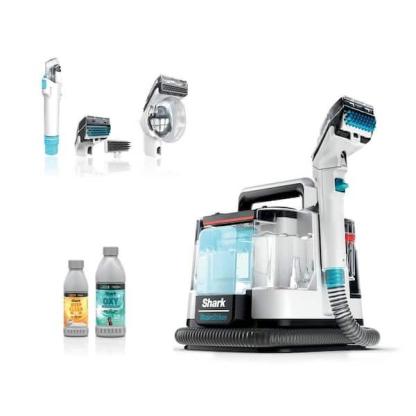 Shark StainStriker PX200 Carpet & Upholstery Cleaner Portable with 2 Tools 6oz Deep Clean Pro & 12oz OXY Multiplier Formula Navy/White for Pet Odors & Stains