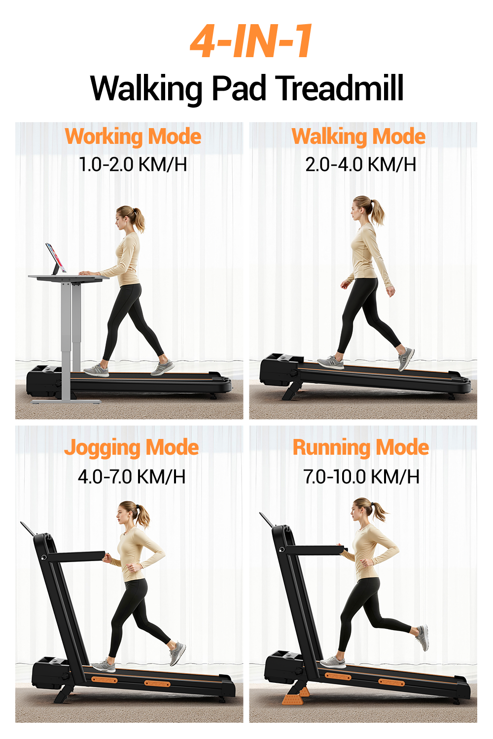 Umay X5F Folding 3-in-1 Portable Treadmill with 16% Incline Max 10 KM/H