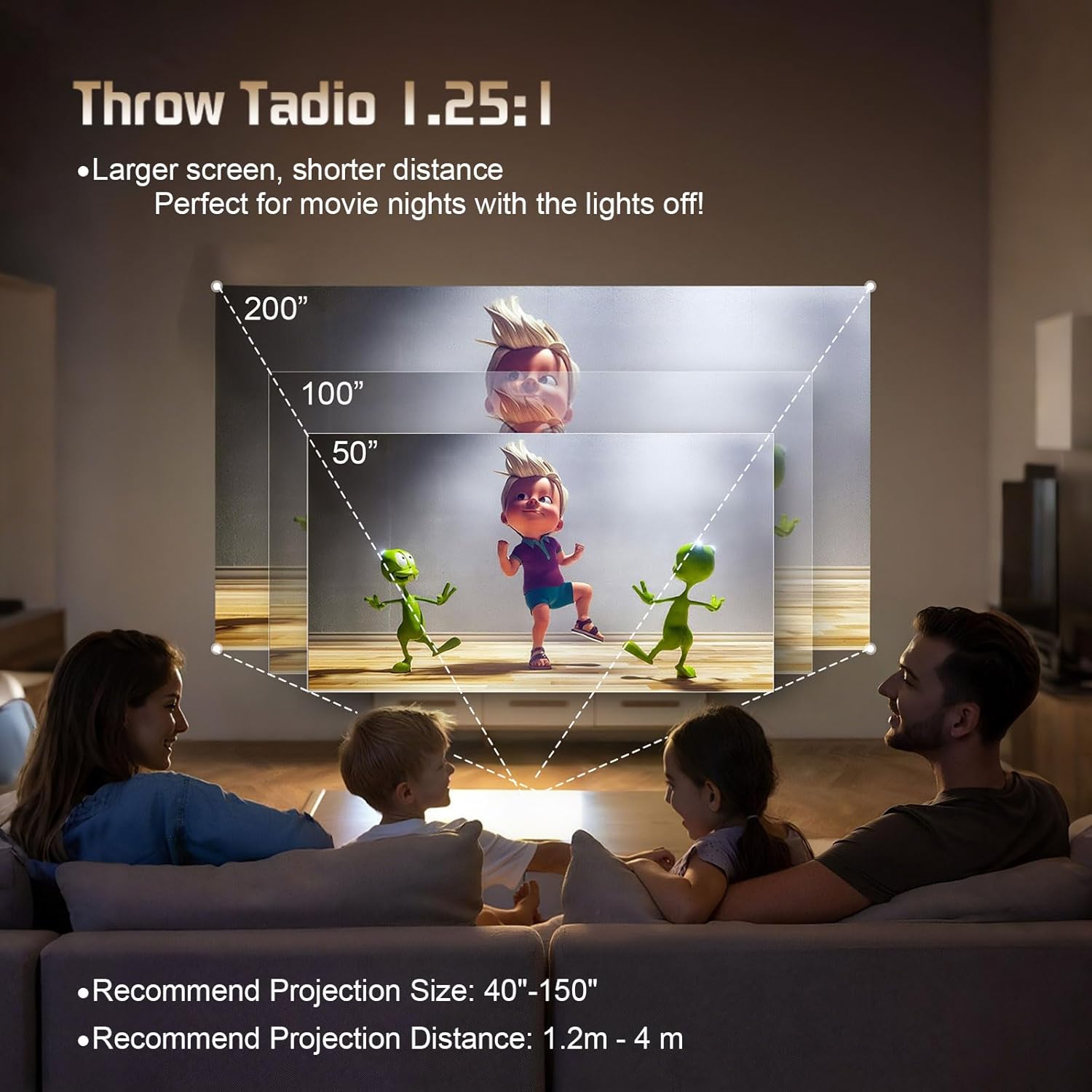 [Electric Focus] XBJ 360 Portable Projector, Support 4K 1080P 300 ANSI Mini Projector with Wifi and Bluetooth, Auto Keystone Movie Projector, Proyector Portátil, Perfect for Movie Nights, White