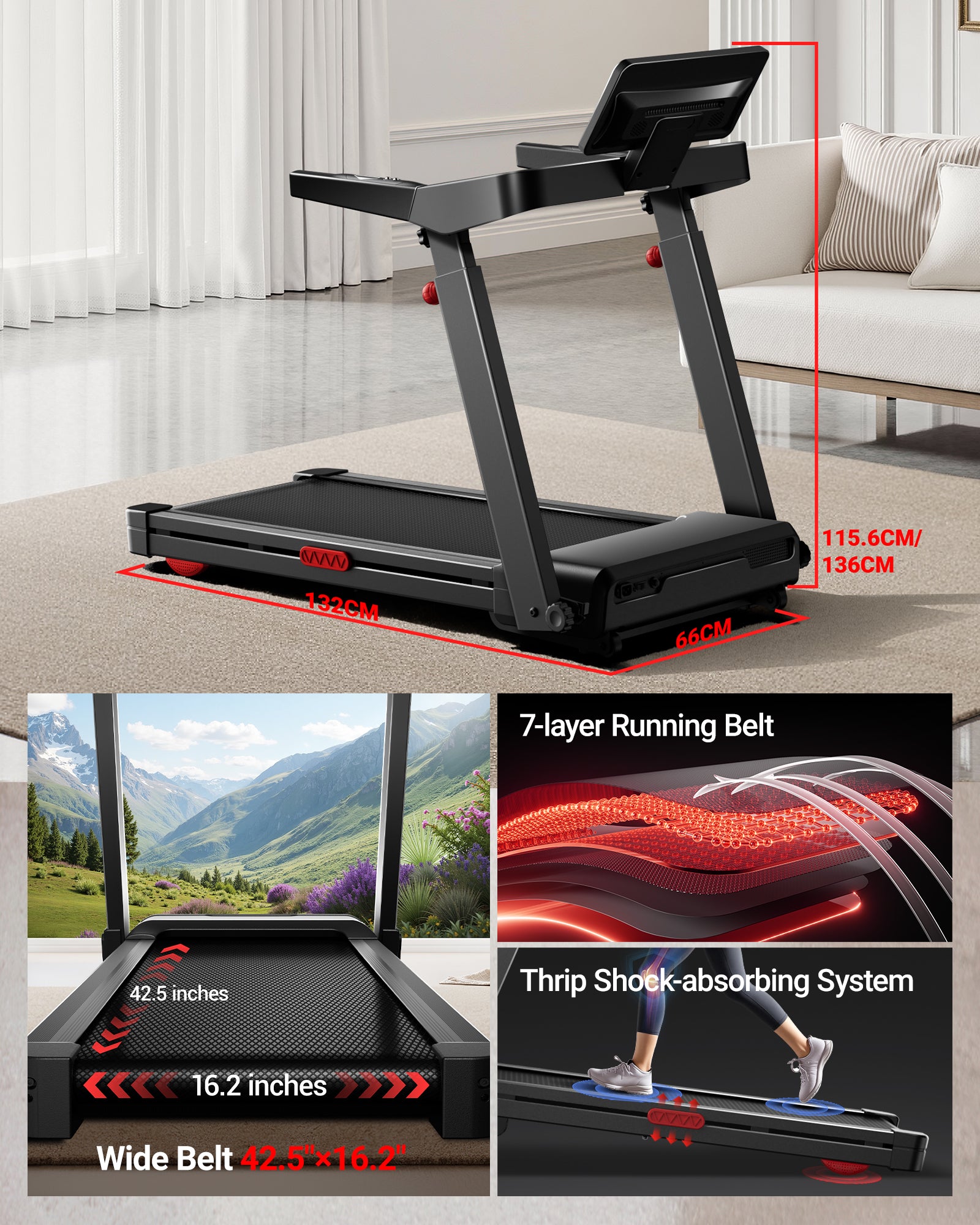 Umay L10 Foldable Treadmill 20% AUTO Incline with Pulse Sensors 14KM/H