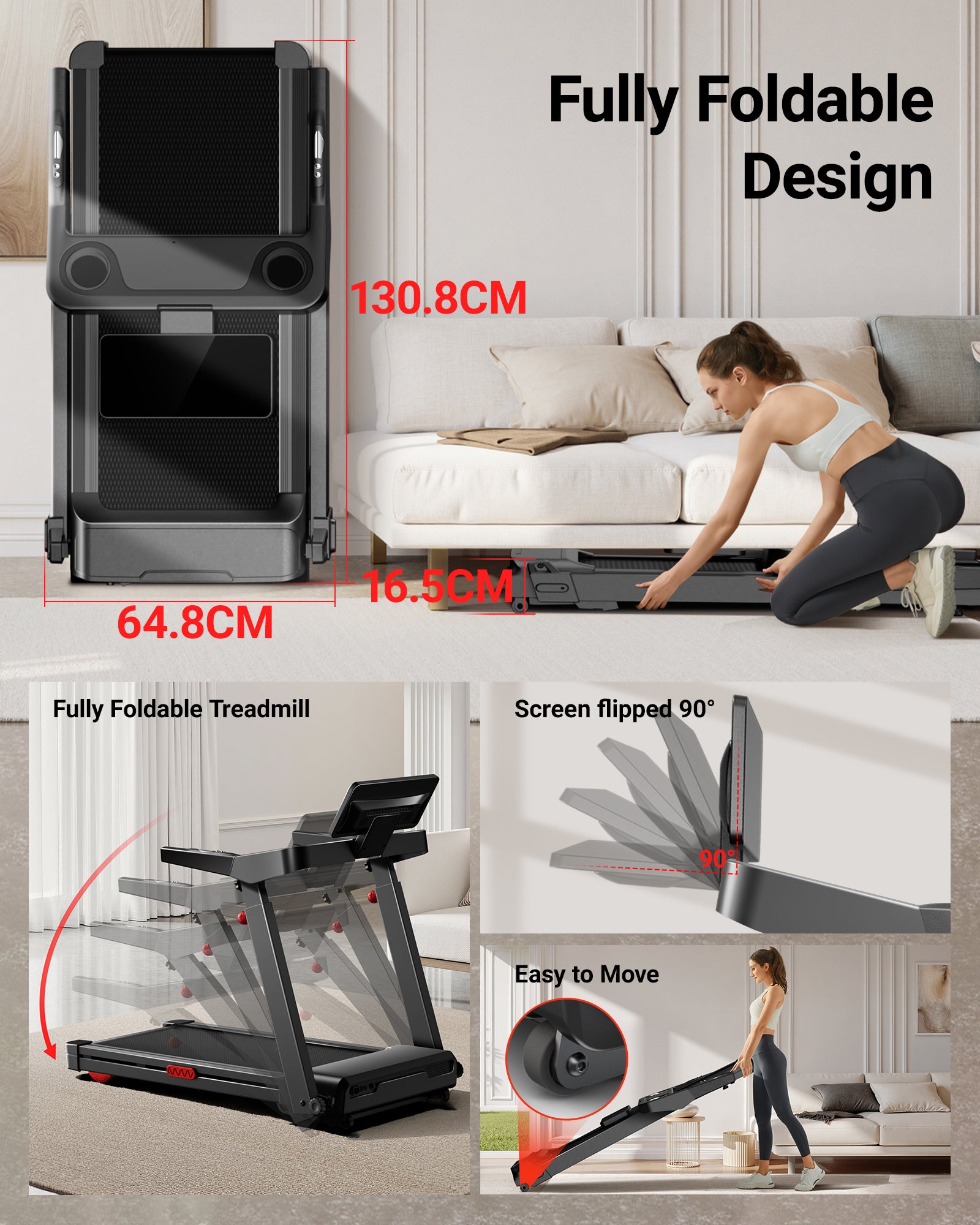 Umay L10 Foldable Treadmill 20% AUTO Incline with Pulse Sensors 14KM/H