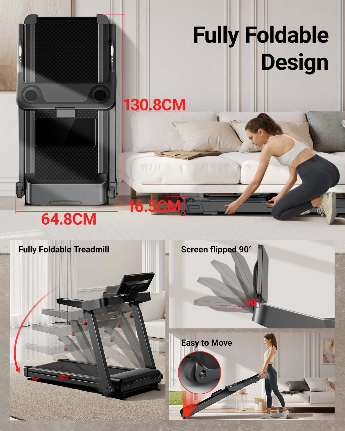 Umay L10 Foldable Treadmill 20% AUTO Incline with Pulse Sensors 14KM/H