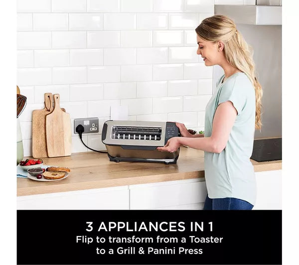 Ninja Foodi 3-in-1 Toaster, Grill & Panini Press - Stainless Steel | ST202UK