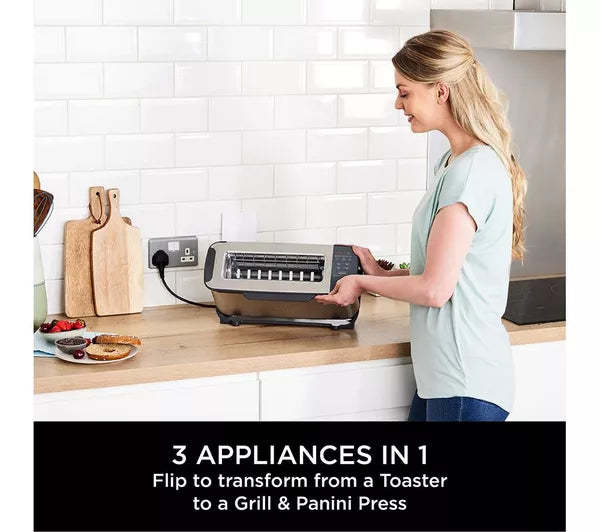 Ninja Foodi 3-in-1 Toaster, Grill & Panini Press - Stainless Steel | ST202UK