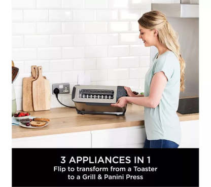 Ninja Foodi 3-in-1 Toaster, Grill & Panini Press - Stainless Steel | ST202UK