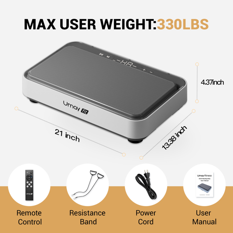 Umay V30 Vibration Plate Exercise Machine with Resistance Bands
