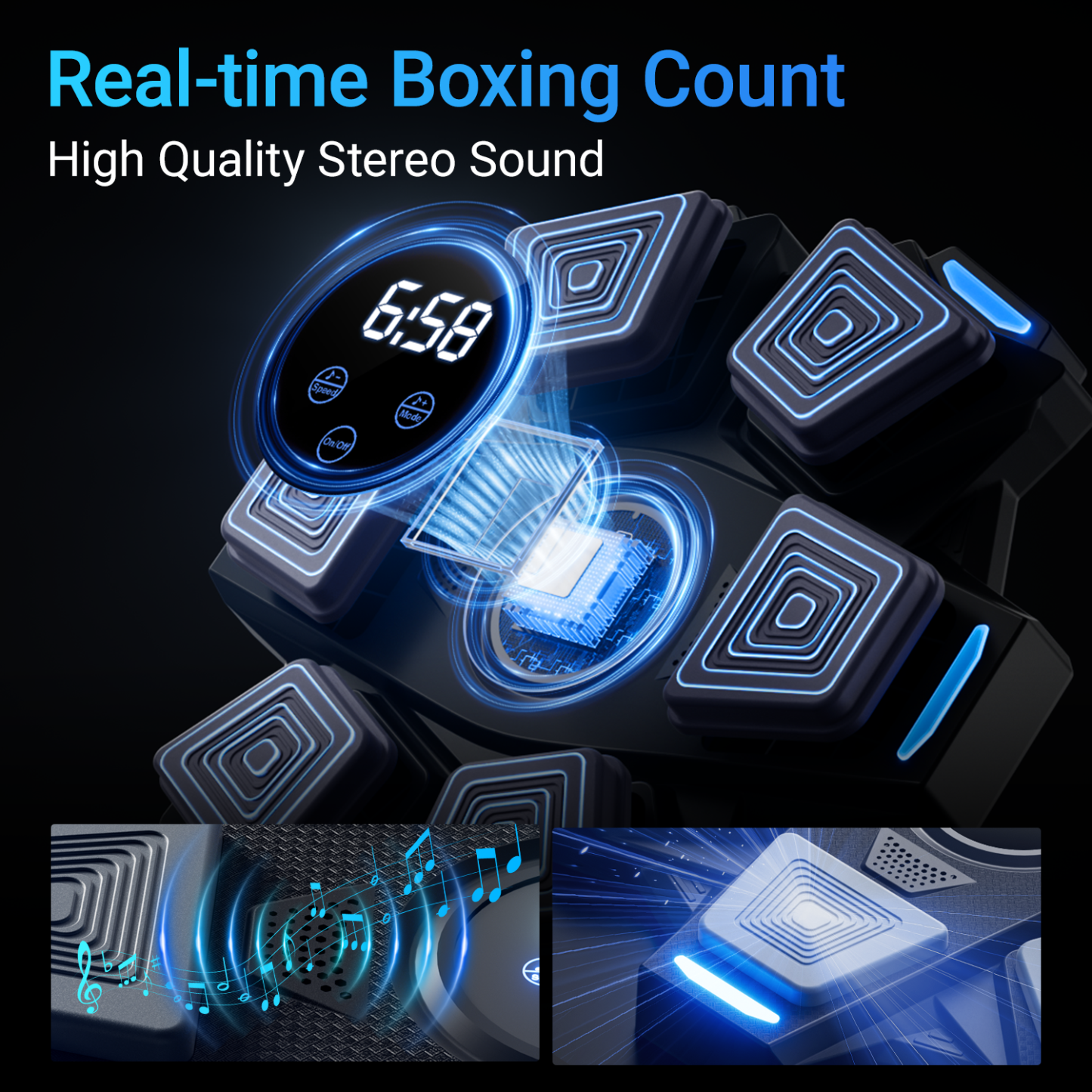 Umay Smart Music Boxing Machine, Bluetooth Interactive Punching Trainer with Boxing Gloves
