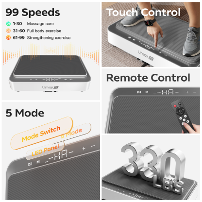 Umay V30 Vibration Plate Exercise Machine with Resistance Bands