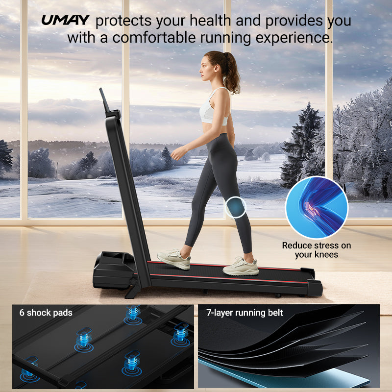 Umay Smart Walking Pad, Under Desk Treadmill and 2-in-1 Incline Walking Pad Treadmill for Home Office
