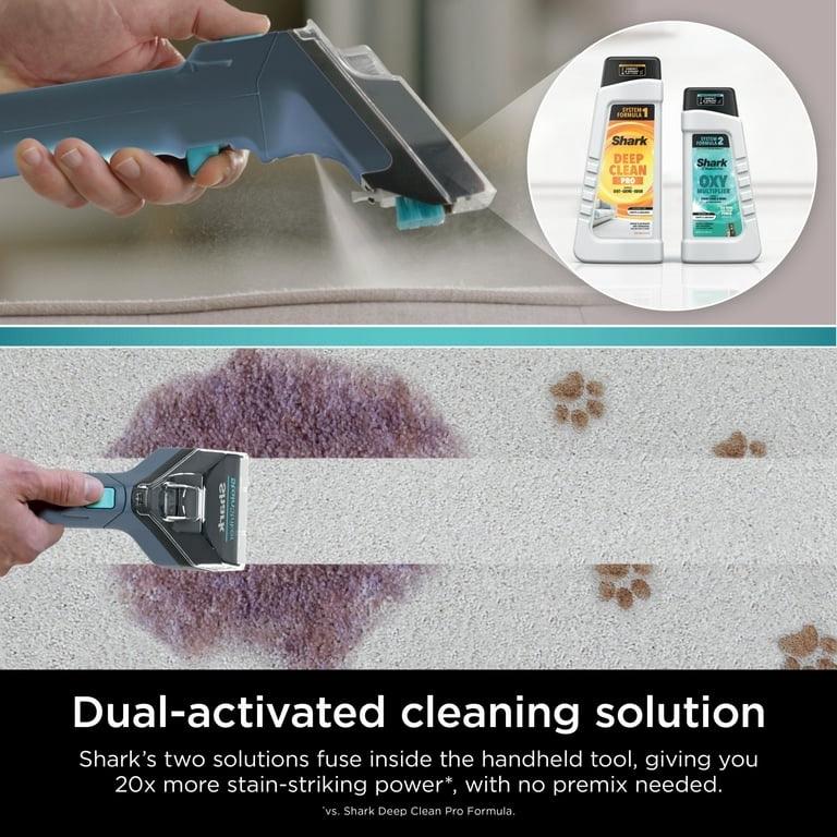 Shark StainStriker PX200 Carpet & Upholstery Cleaner Portable with 2 Tools 6oz Deep Clean Pro & 12oz OXY Multiplier Formula Navy/White for Pet Odors & Stains