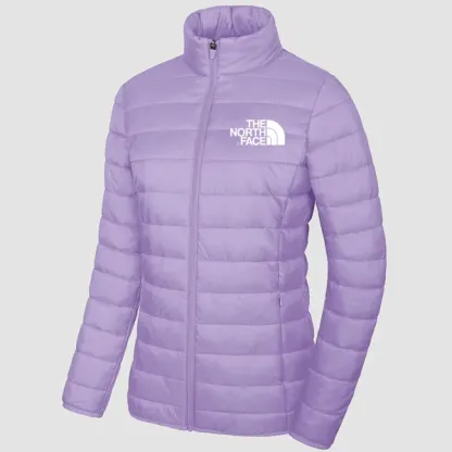TNF®-Women's Lightweight Puffer Jacket Stand Collar Full Zip Quilted Lined Winter Coat