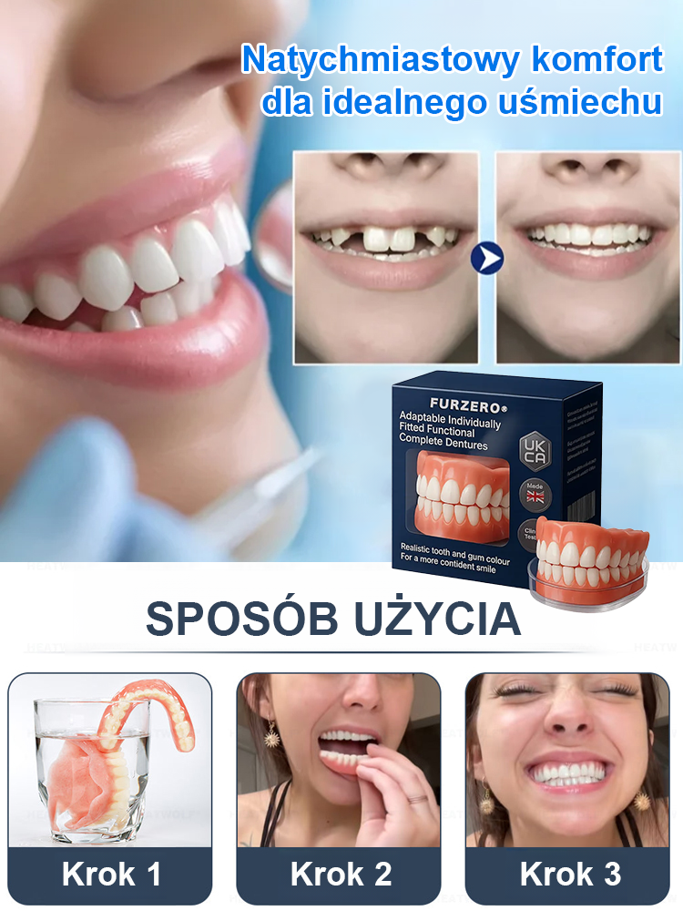 Funkcjonalny zestaw do protezy całkowitej.