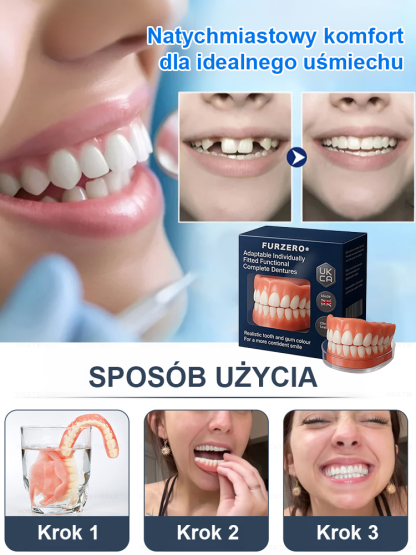 Funkcjonalny zestaw do protezy całkowitej.