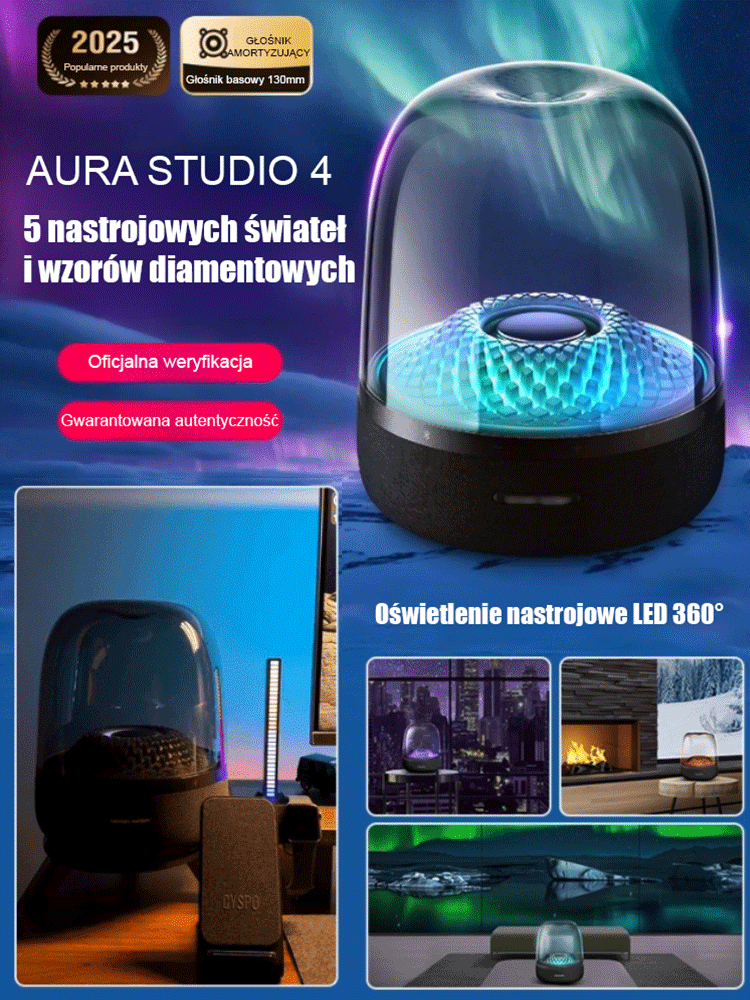 Czarny złoty krystaliczny głośnik dźwiękowy