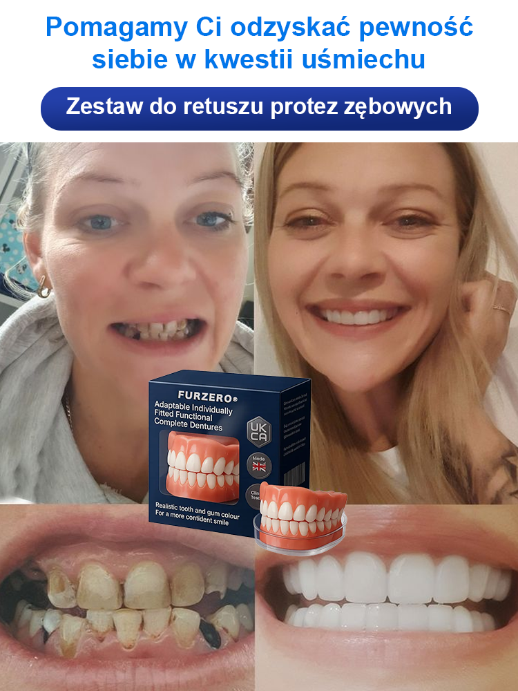 Funkcjonalny zestaw do protezy całkowitej.