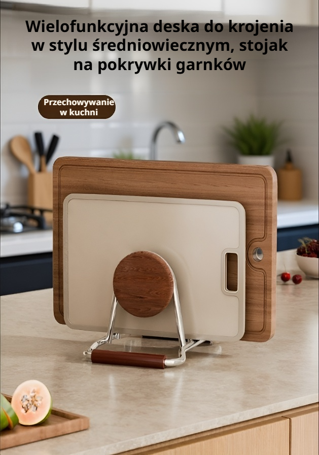 Stojak na deski do krojenia ze stali nierdzewnej – widok z boku