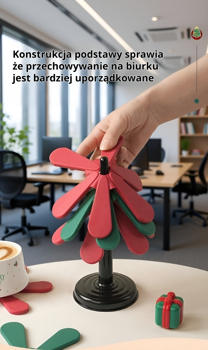 Świąteczna aranżacja stołu z podkładką choinka