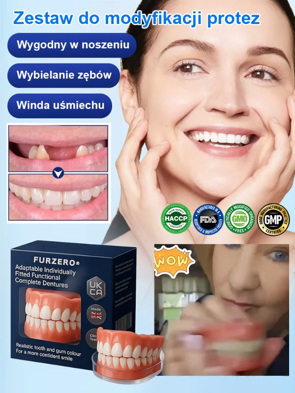 Funkcjonalny zestaw do protezy całkowitej.