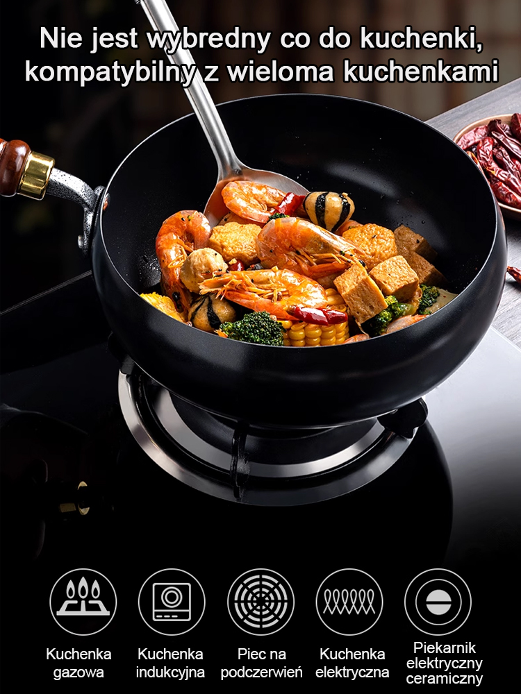 【Naturalne żelazo】Ręcznie kuta żelazna patelnia bez powłoki🍳trwała i odporna na rdzę