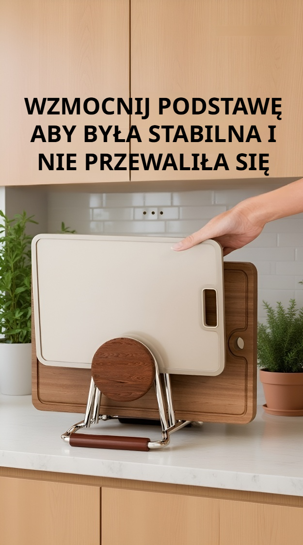 Praktyczny stojak na deski do krojenia w nowoczesnej kuchni