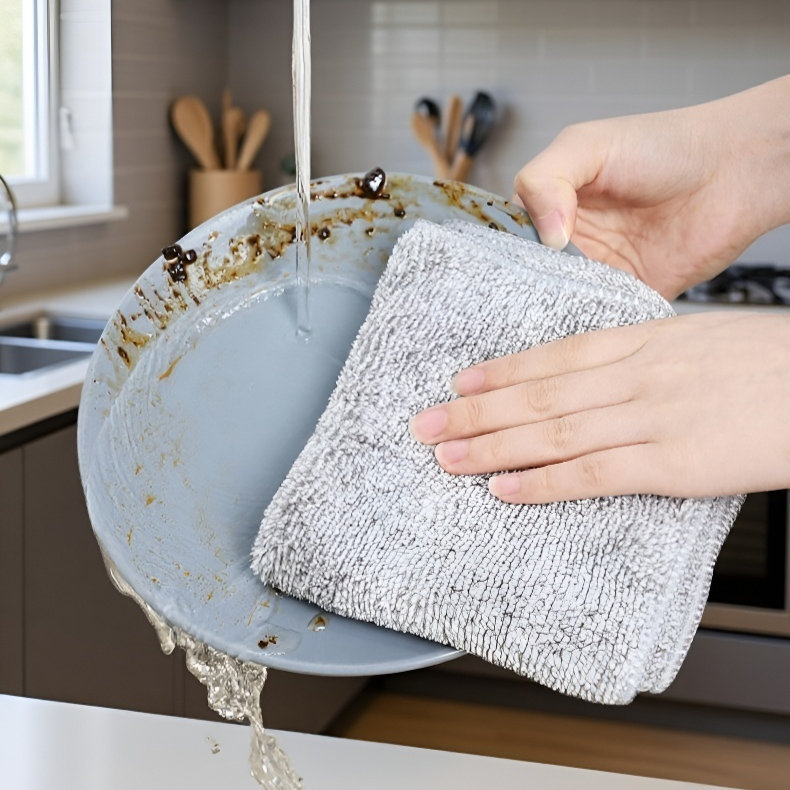 Eco-friendly thickened cleaning towel made from bamboo fiber