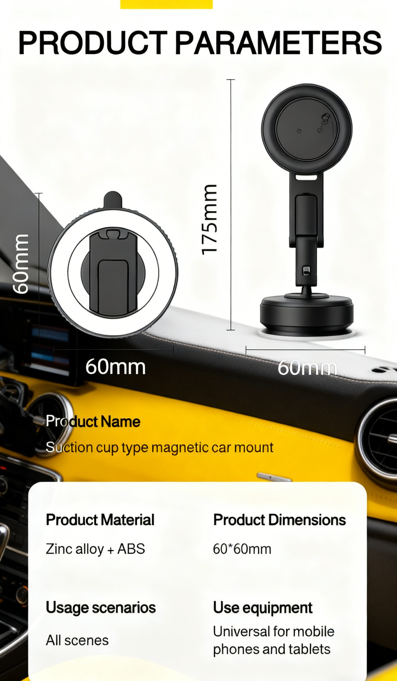 Universal compatibility magnetic car phone holder