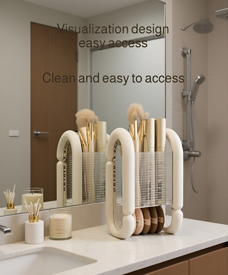Compact and elegant makeup brush storage solution