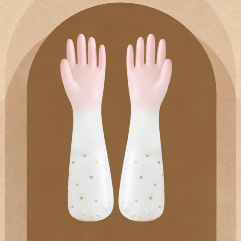 Velvet Cuff PVC Cleaning Gloves - Extended Length, Oil-Proof and Anti-Fouling